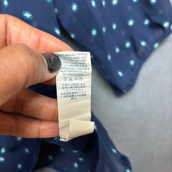 Old Navy Navy Sheer Printed Peasant Blouse XL Boho Cottagecore Geometric Top - Picture 5 of 10